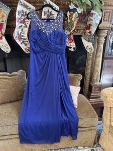 ALEX Evening petite 16 royal purple evening gown With Shawl & Beads Gorgeous! - Picture 1 of 6