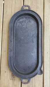 ANTIKE OVALE GUSSEISEN flache Pfanne Fischbräter Ausgießer Tor Markierung längliche Grillplatte #7 - Bild 1 von 11