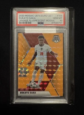 Bukayo Saka 2020 Мозаика UEFA EURO Оранжевый флуоресцентный /25 #106 PSA 10 - Изображение 1 из 3