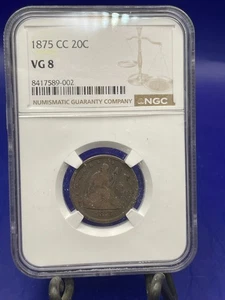 1875-CC Twenty Cent Piece NGC VG-8 - Picture 1 of 16