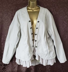 Torrid Womens Jacket Size 3 White Ruffle Hem Button Front Cotton/Polyester Blend - Picture 1 of 6