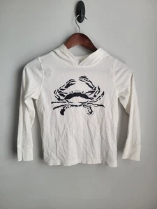 Crewcuts Shirt 6-7 Crab Print White Blue Pullover Nautical LS Hooded Beach S - Picture 1 of 4