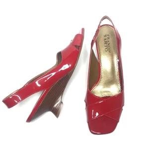 Franco Sarto decolte con tacco rosso slingback donna 10M vernice punta aperta - Foto 1 di 14