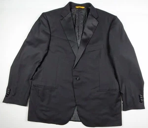 Hickey Freeman Carlo Barbera Tuxedo Jacket Mens 46 Black Wool B Fit Super 140s - Picture 1 of 13