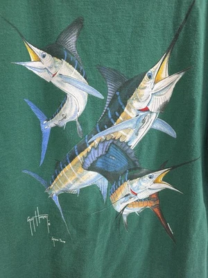 Camiseta De Colección Guy Harvey Azul Marlin Grand Slam Gráfico Bolsillo Talla Grande Verde Foto 1 de 4