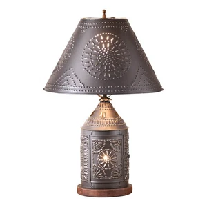 Tinner's Revere Lamp 25" Tall with 15" Chisel Punch Shade - Picture 1 of 3