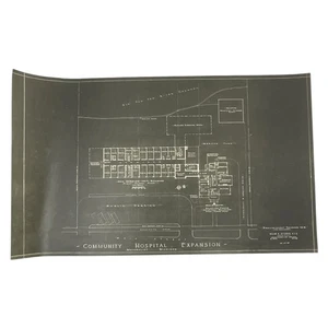 1952 Watervliet Michigan Hospital Expansion Blueprint Architectural Drawing - Picture 1 of 5