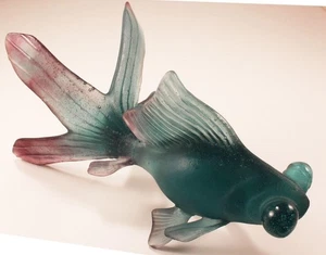 DAUM KOI GOLDFISH PATE-DE-VERRE GLASS CRYSTAL FIGURINE PAPERWEIGHT, NICE SIZE - Picture 1 of 7
