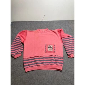 Bugle Boy Vintage Pink Striped Sweatshirt Retro 90s Casual Sportswear - Picture 1 of 8