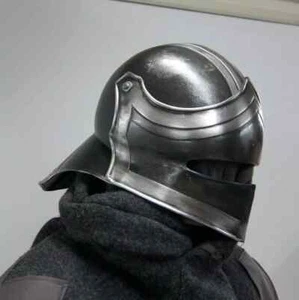 Casco Sallet Caballero Oscuro Medieval Acero Calibre 18 Ennegrecido - Imagen 1 de 3