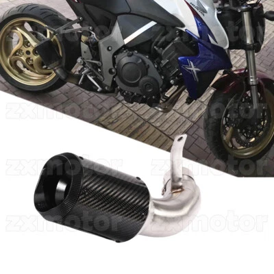 Motorcycle Exhaust Link Pipe Carbon Muffler integrated For Honda CB1000R 09-18 - Image 1 of 4