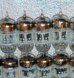 NOS MATCH QUAD *D* GETTERS 5 STAR 6201 ECC81 12AT7 3 MICA TUBES USA MADE 1950'S - Picture 1 of 6