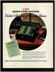 1936 Monroe Adding Machine Calculator Model MA-7 Original Print Ad ~ Free Ship ~ - Picture 1 of 1
