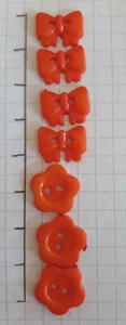 055- 7 Knöpfe Kinder Orange Schleife Blume Basteln - Bild 1 von 1
