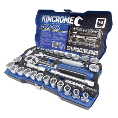 KINCROME LOK-ON 29 PCE 1/2" Drive METRIC & IMPERIAL Tools Case Socket Set K27024 - image 1 of 4