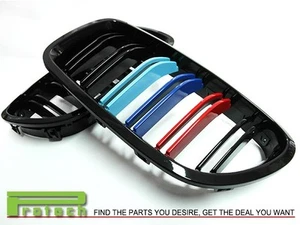 M Tri 3 Color Gloss Black Grille fit BMW F10 Sedan 528i 535i 550i M5 2011+ - Picture 1 of 3