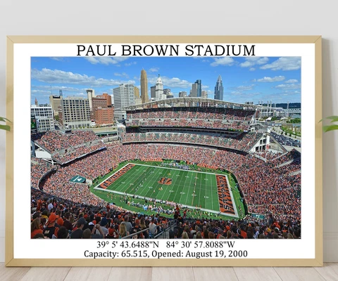 Cincinnati Bengals Wall Art Poster, Paul Brown Stadium Wall Art Poster Unframed Cover