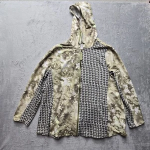 LOGO Lounge Lori Goldstein Hoodie XL Zip Front Pockets Green Tie Dye Geometric - Picture 1 of 12