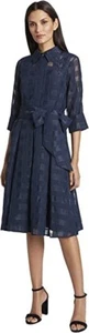 Vestido camisero de cóctel Tahari ASL manga larga sombra rayas (talla 4) - Imagen 1 de 2
