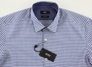 Camisa MAIK Para Hombre Hugo Boss Azul Blanco Micro Cuadros M Mediana NUEVA CON ETIQUETAS NUEVA $155+ - Imagen 1 de 4