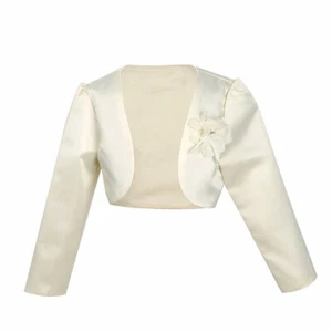 Kids Satin Long Sleeve Bolero Jacket Children Baby Girls Shrug 9 Months-14 Years - Picture 1 of 125