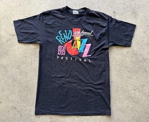 Vintage 1989 Hanes 50/50 27th Annual Reno Jazz Festival Black Tshirt Size L - Picture 1 of 5