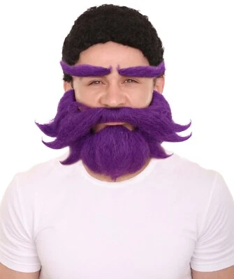 Men's Cowboy Cartoon Purple Mustache and Beard, Perfect for Halloween,M-1421 - Image 1 of 4