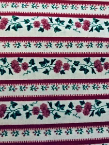 VTG `91 Fabric Traditions Morning Glories & Ivy Floral Red Stripe 45" X 60" - Picture 1 of 5