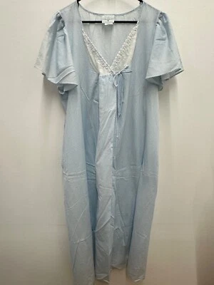 Gilligan & Omalley VTG USA Made Sleep Gown Tie Zip Womens 1x 18/20 Blue Check - Image 1 of 4