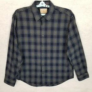 VINTAGE ITALIA Men's Blue Checked Pattern Button Up Long Sleeve Shirt ~ Size XL - Picture 1 of 7