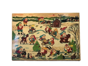 VINTAGE SIMPLEX WOODEN CHRISTMAS JIGSAW PUZZLE SANTA REINDEER ECT MADE HOLLAND - Picture 1 of 8