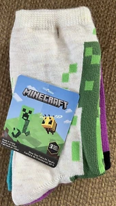 Minecraft kids socks crew pack of 3 size 6-8 New! Mojang studios - Picture 1 of 4