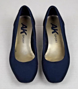 Anne Klein Sport Wisher Wedge Pump Size 8.5 00s Navy Blue Soft Stretch Fabric - Picture 1 of 5
