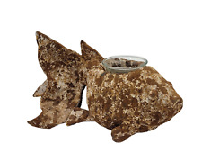 Stone Fish Tea Light Candle Holders Quirky Rustic Decorative 9" x 5"
