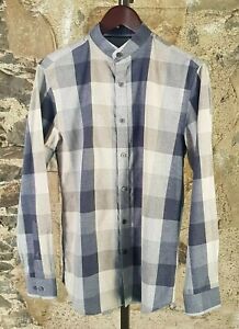 Men's DKNY Shirt Size XS Fitted Blue Large Check Casual Long Sleeved Genuine 341
