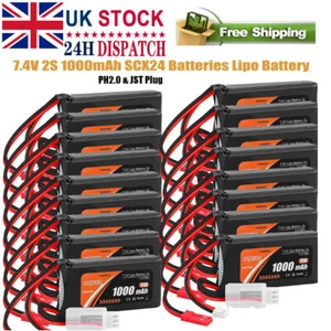 Batteria 7.4V Lipo 2S 1000mAh PH2.0 &JST spina per auto da corsa assiale SCX24 RC 1/10 - Foto 1 di 43