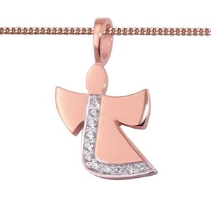 Taufkette Baby Taufe Schutz Engel Anhänger Echt Silber 925 Rosè Gold mit Kette - Bild 1 von 5