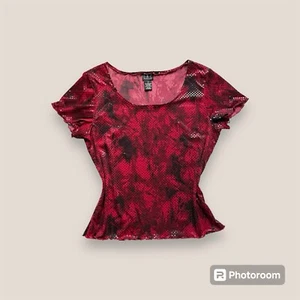 🥀💀 Vintage y2k INC grunge shiny sequin red top Size Large - Picture 1 of 5