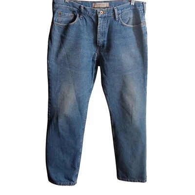 36x32 Urban Pipeline Up Distressed Vintage-Style Blue Denim Jeans Straight Fit - Image 1 of 4