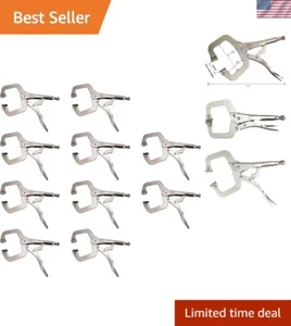 R 11-Inch Swivel Pad Locking C-Clamp Locking Pliers 10 pcs - Heavy-Duty Heat-... - Picture 1 of 8