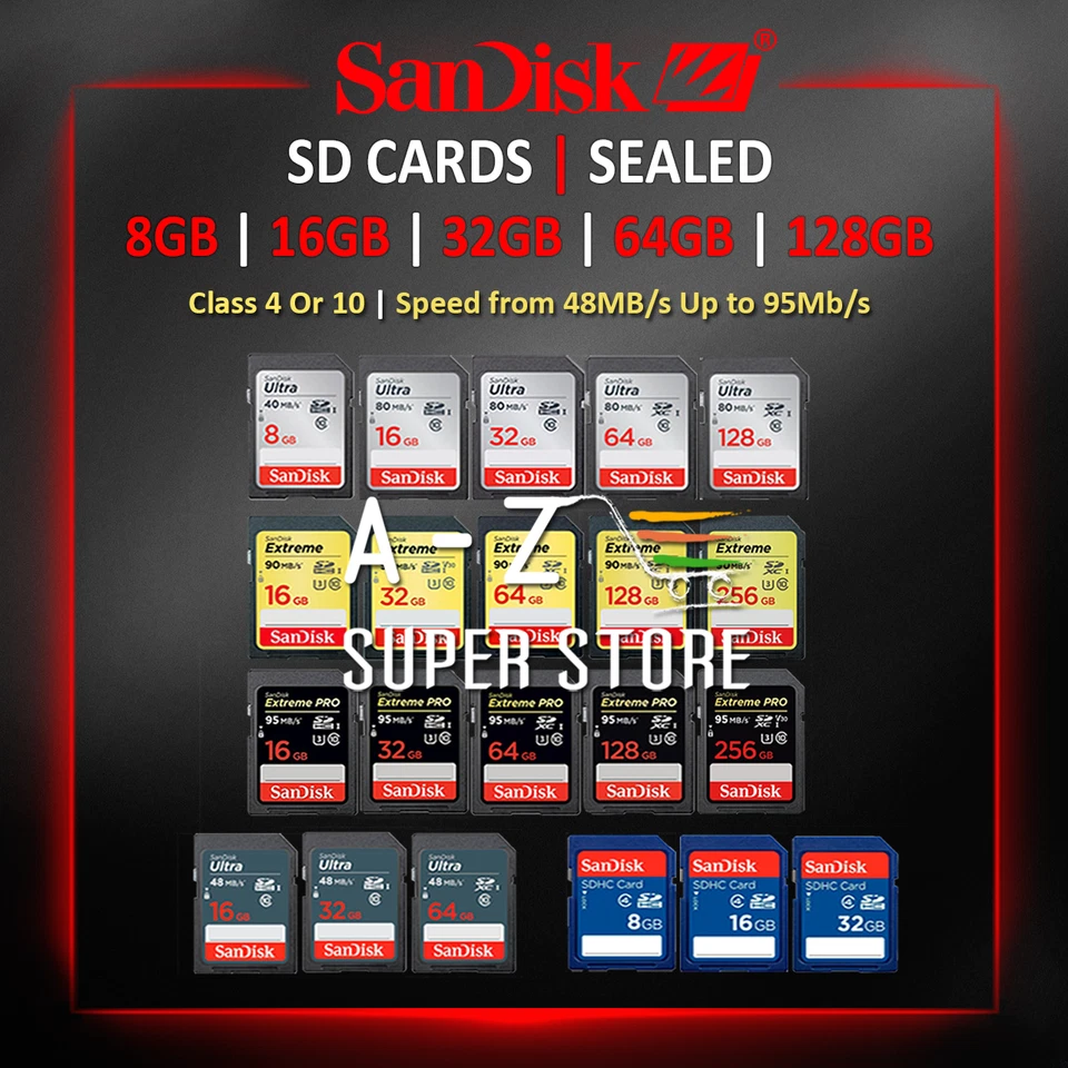 SanDisk SD Card Extreme Pro Ultra Fast 4k 16gb 32gb 64gb 128gb or 256GB RETAIL - Image 1 of 1