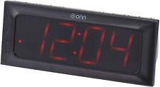 ONN AM/FM Digital Alarm Clock Radio, Large 2" x 6.4" Wide LED Display Dual Alarm