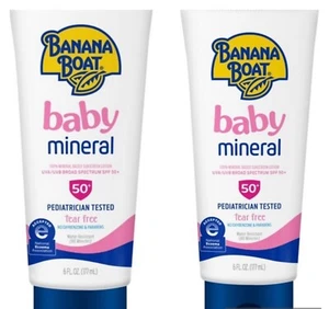 Lote de 2 lociones protectoras solares para bebés Banana Boat 100 % mineral FPS 50 6 oz/cada una - Imagen 1 de 2