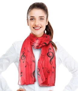 CBC CROWN Music & Stripes Theme Lightweight, Silk-Feeling Fashion Scarf - Picture 1 of 17