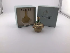 Vintage Monet Trinket Box GoldT smalto verde con scatola bellezza 2005 bottiglia champagne - Foto 1 di 9