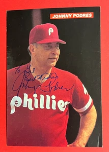 JOHNNY PODRES ~ Auto/Signed 4x6 Medford Postcard ~ #46 Phillies 1991 ~ No COA - Picture 1 of 10
