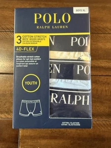 POLO RALPH LAUREN 3-PACK BOYS 4D- FLEX COTTON STRETCH BLACK BOXER BRIEFS SIZE XL - Picture 1 of 4