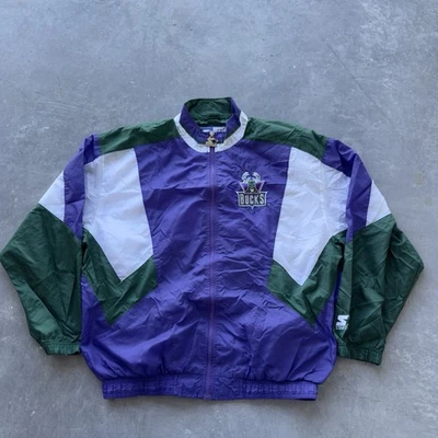 Редкая винтажная мужская ветровка 90-х Milwaukee Bucks NBA на молнии размер L Pro - Изображение 1 из 4