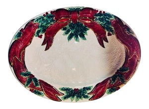Vintage Inspirado Seattle Oval Christmas Platter 15" x 11"  Made Of Stonelite - Picture 1 of 9