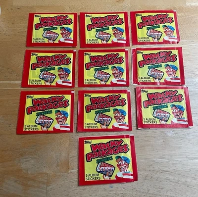 10 PACKS WACKY PACKAGES RARE 1982 ALBUM STICKERS  PARTIALLY UNSEALED UNSEARCHED - Image 1 of 4